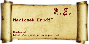 Maricsek Ernő névjegykártya